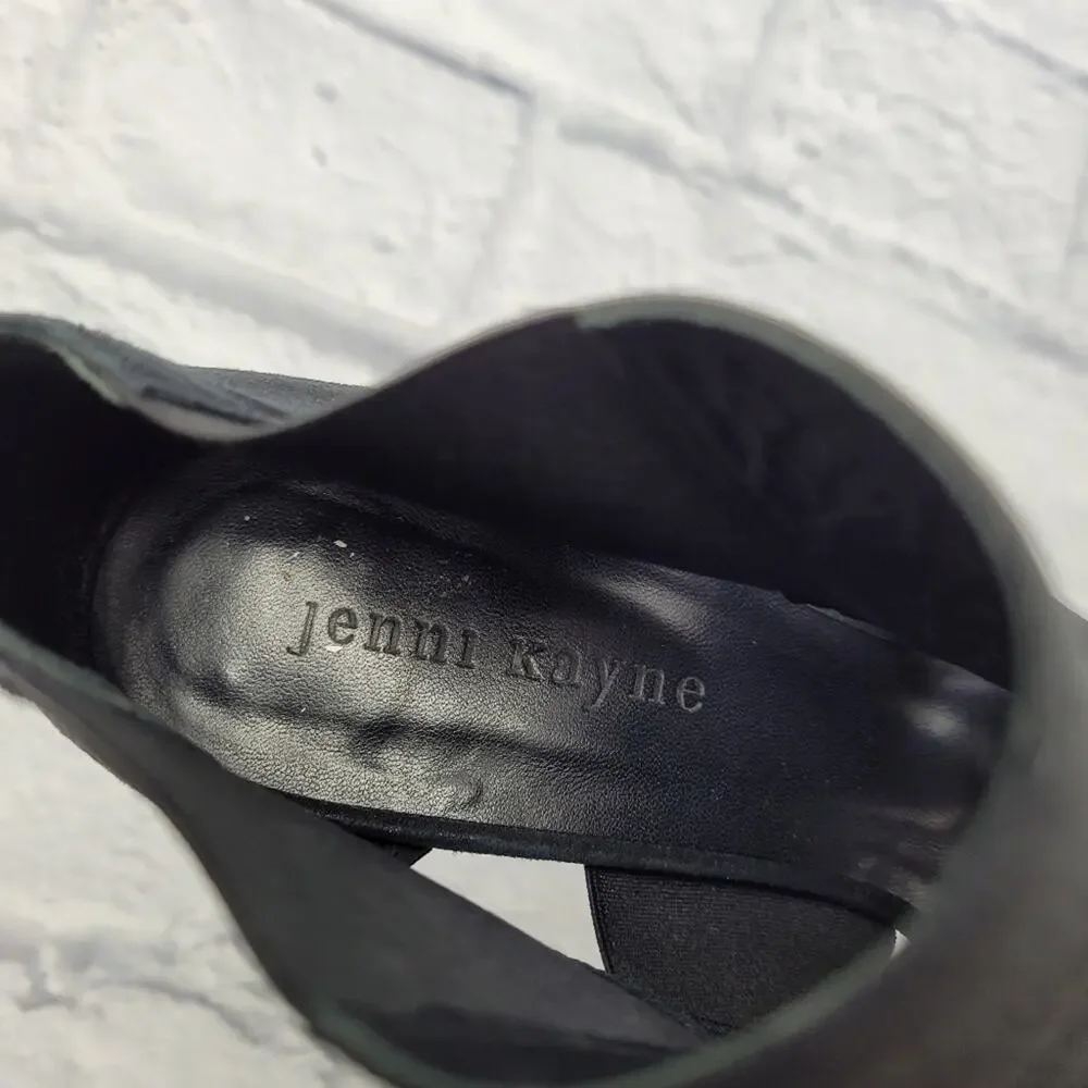Jenni Kayne Black Suede Platform Heels with Snakeskin Accent size 8